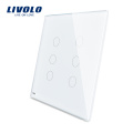 Livolo White 125mm * 125mm EE. UU. Panel de vidrio doble estándar para la venta 6 Gang Wall Touch Switch VL-C5-C3 / C3-11